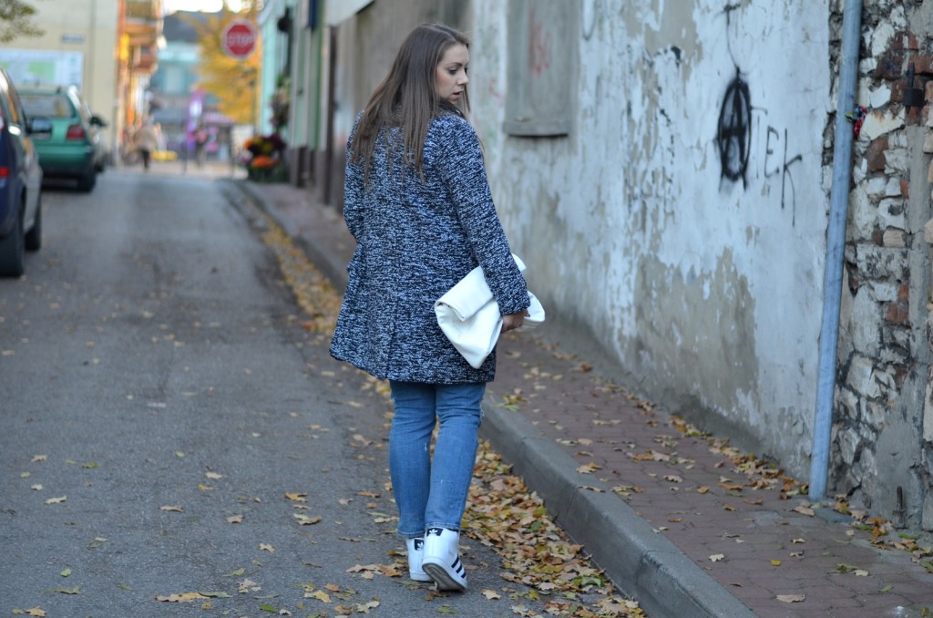 buty adidas superstar up płaszcz w jodełkę