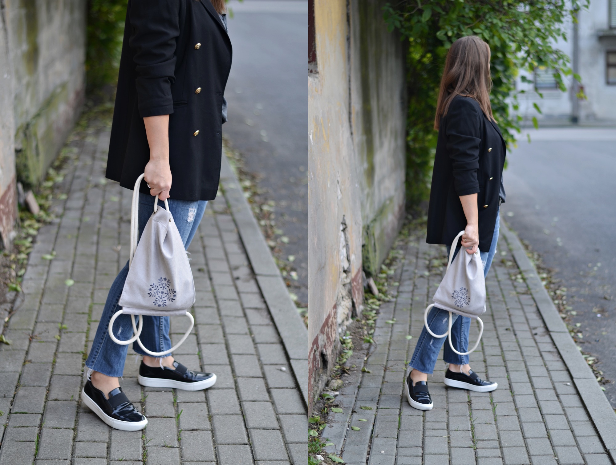 stylizacja zczarną marynarką