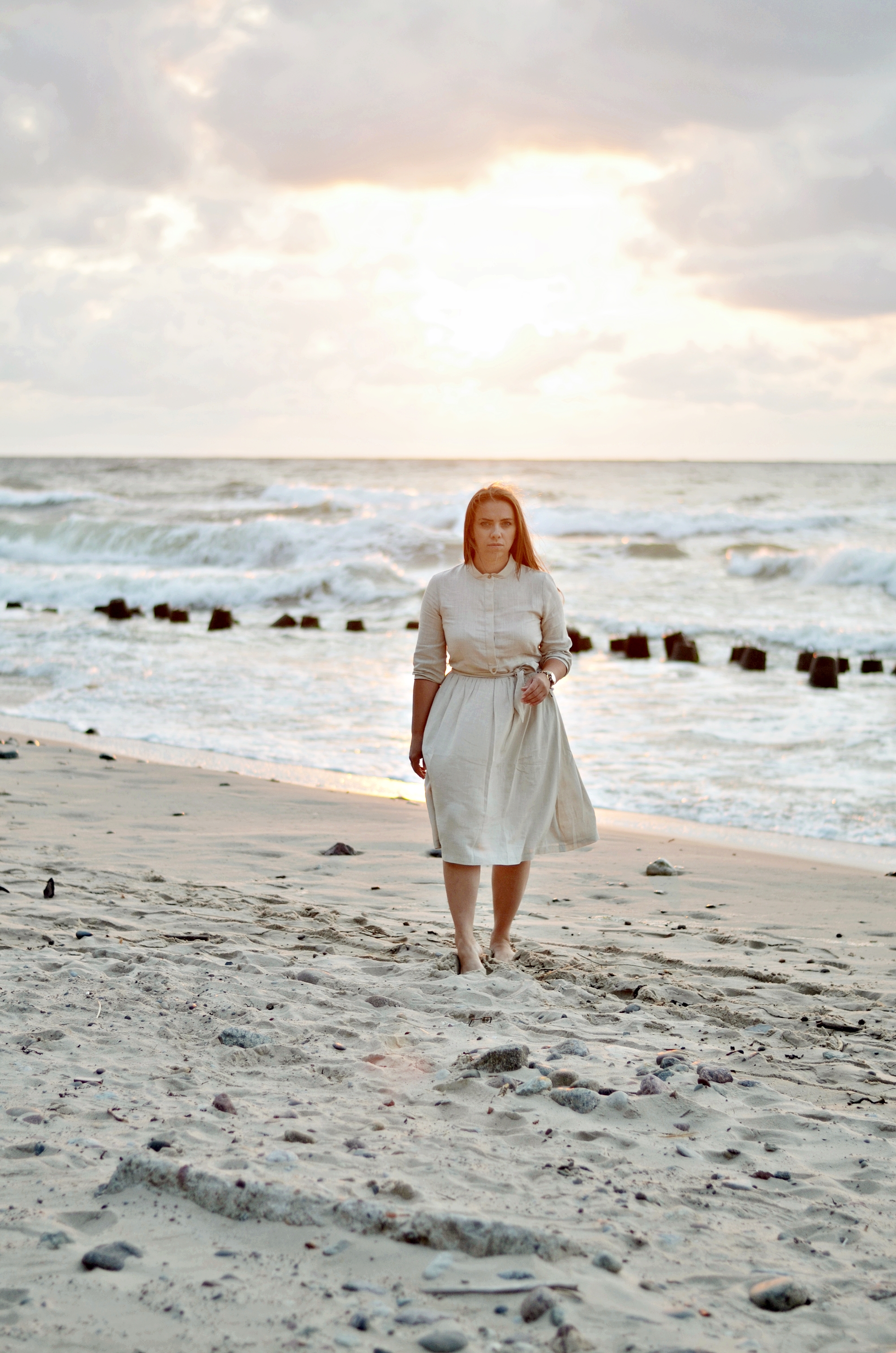 sukienka z lnem stylizacja