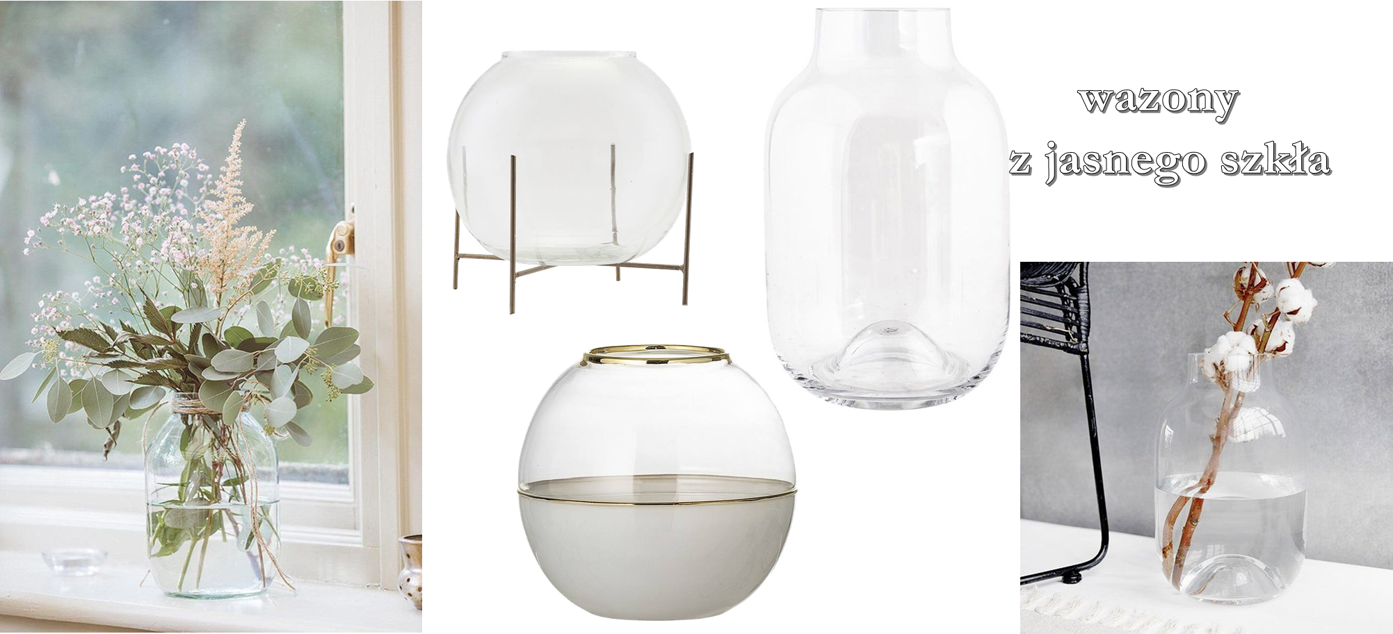 wazony z jasnego szkła