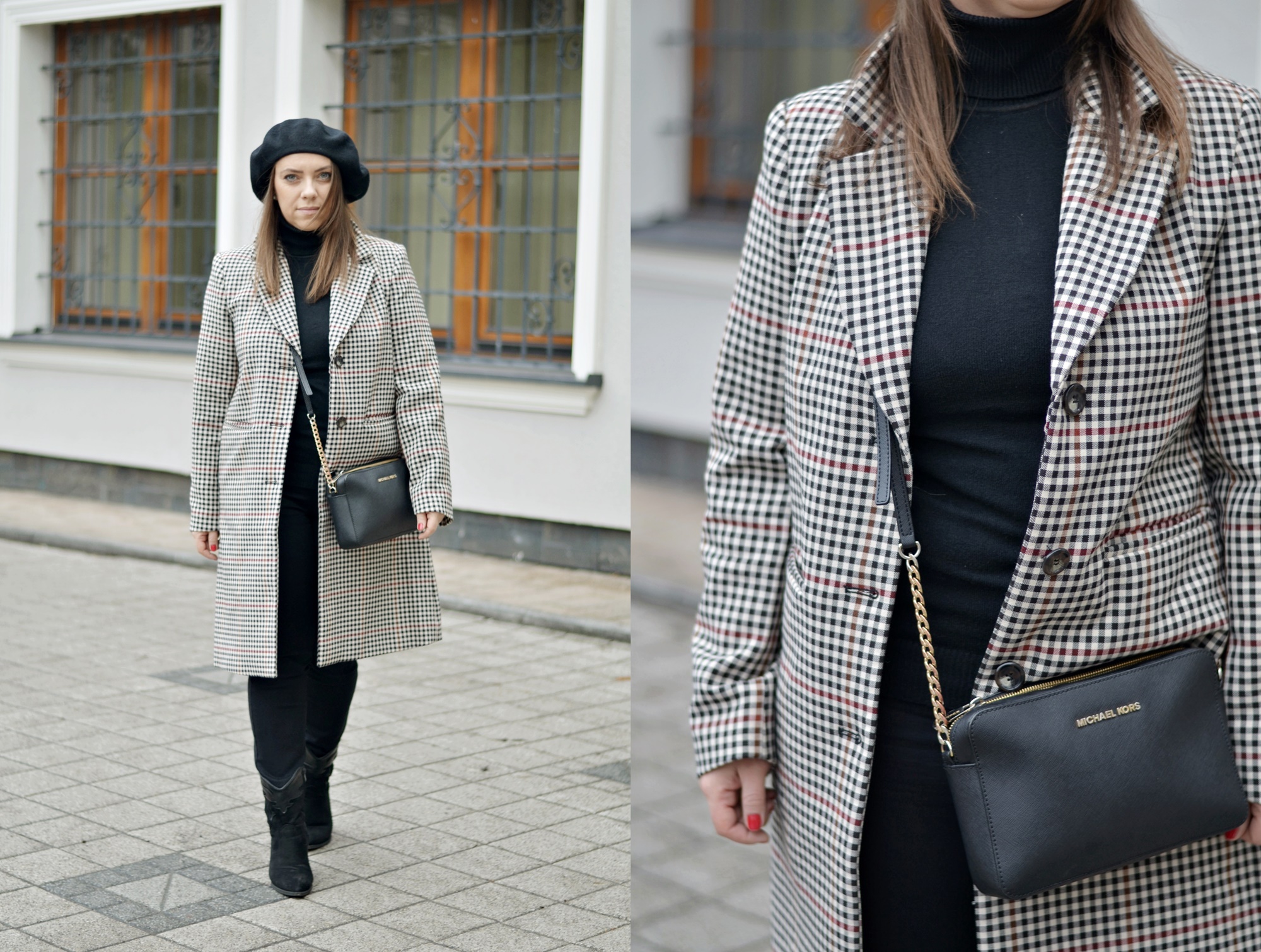 czarny wełniany beret