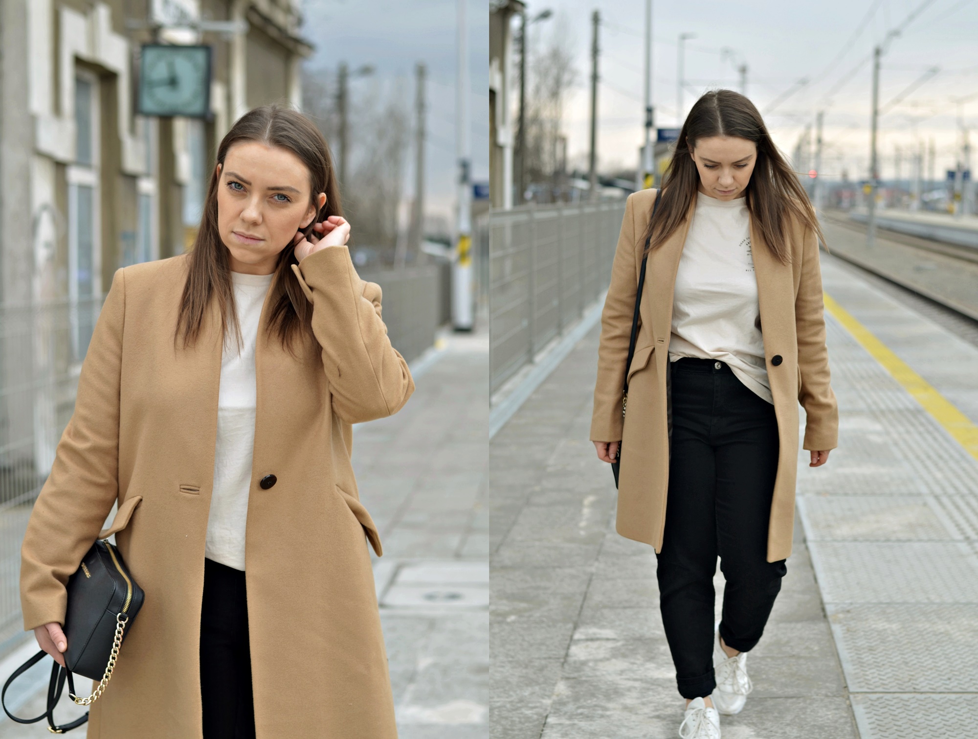 płaszcz w odcieniu beżu